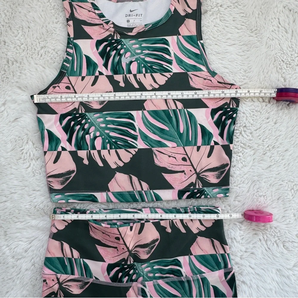 Nike Fast Runway Tank and Leggings Matching Set with Monstera Leaf Print
